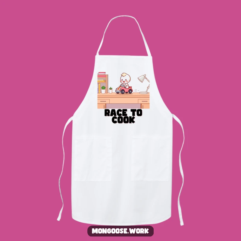 Funny Desk Racer Apron: Happy Character Wear for a Playful Kitchen