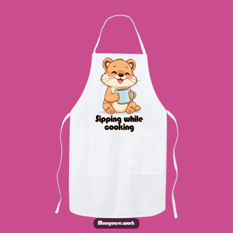 Funny Kitchen Mongoose Apron: Happy Sipping, Practical Funny Gift