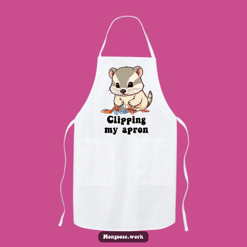 Funny Mongoose Paperclip Organizer Apron - Cooking Precision & Humor Gift