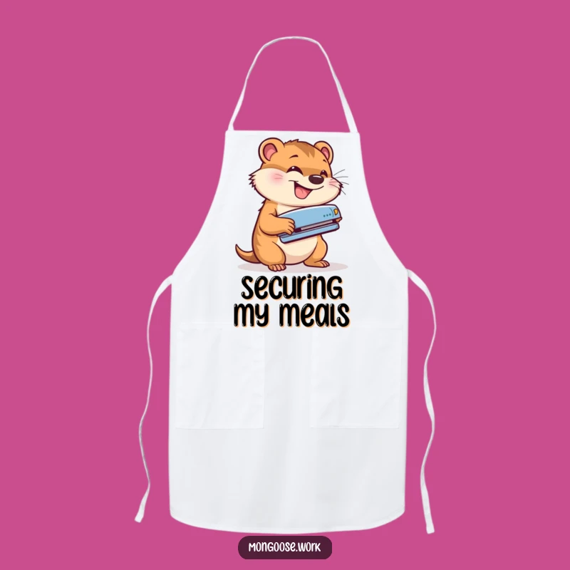 Funny Office Task Apron: Mongoose Stapler Gift for Productive Cooks