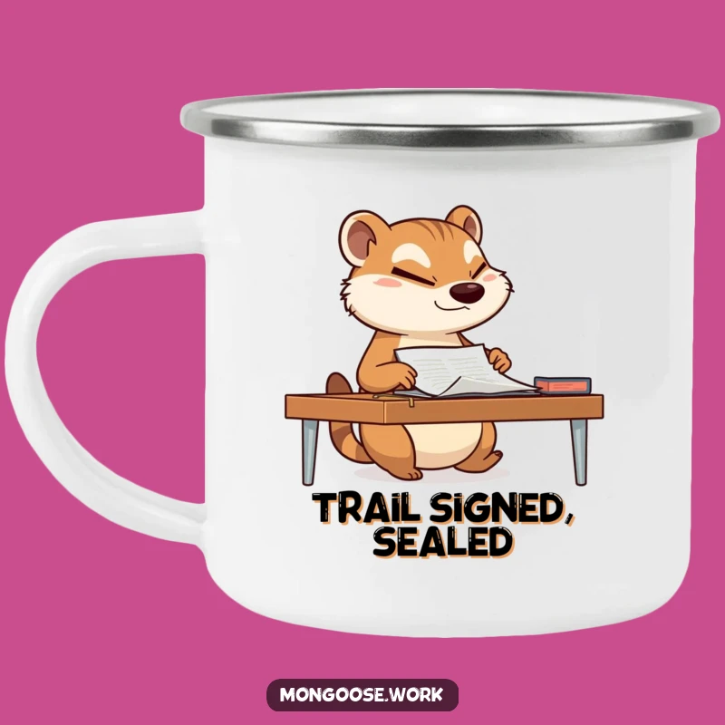 Funny Mongoose Camping Mug - Smooth Adventures with a Determined Wink