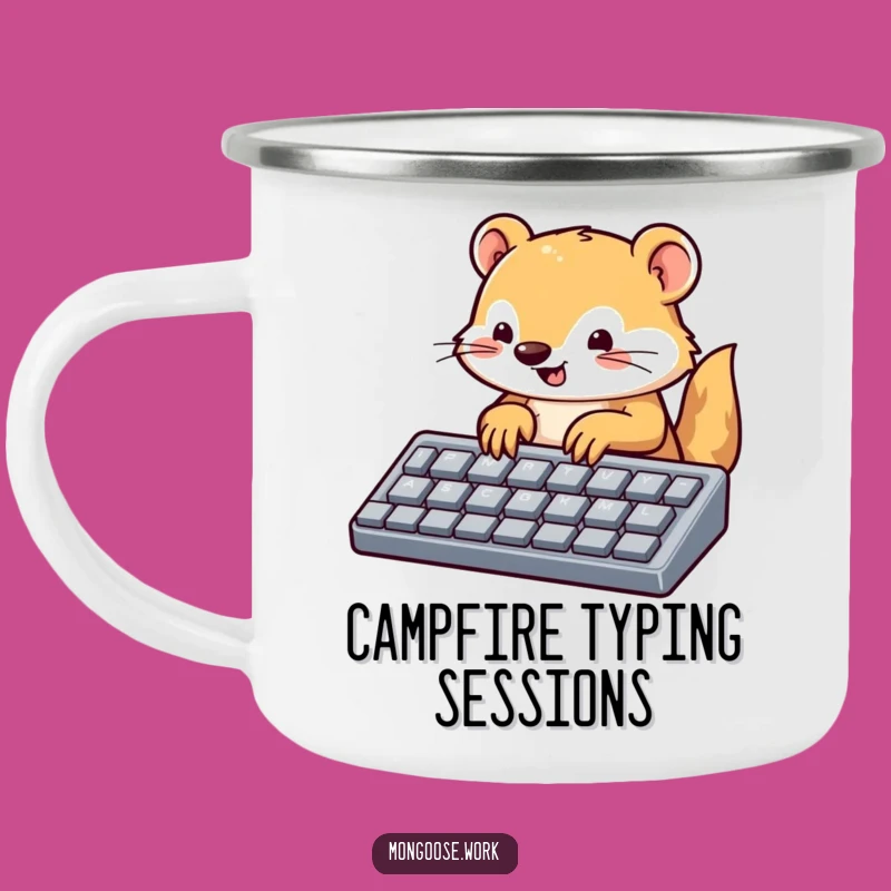 Funny Mongoose Keyboard Camping Mug: Techie Adventures, Outdoor Coding