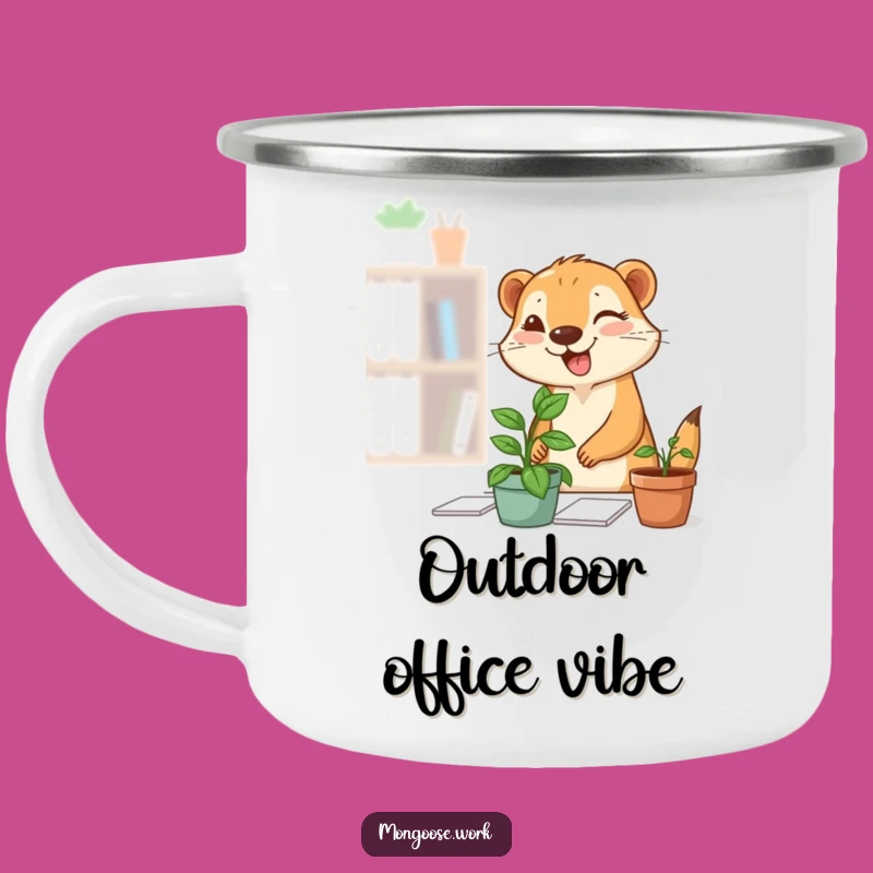 Funny Mongoose Plant Camping Mug: Outdoor Desk Vibes with a Wink, Perfect Funny Gift