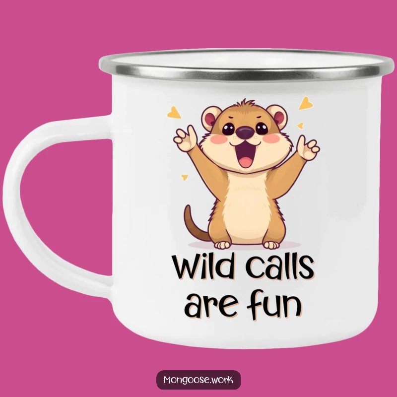 Funny Mongoose Video Call Camping Mug: Outdoor Cheer - Funny Gift