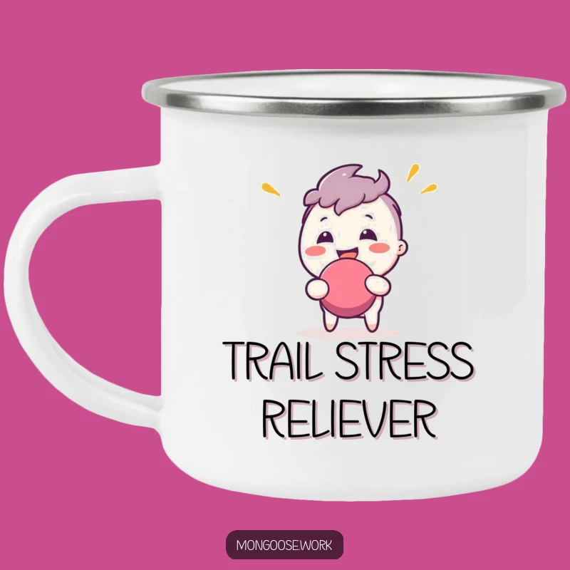 Funny Stress Ball Camping Mug: Outdoor Adventures with Enthusiastic Character Vibes