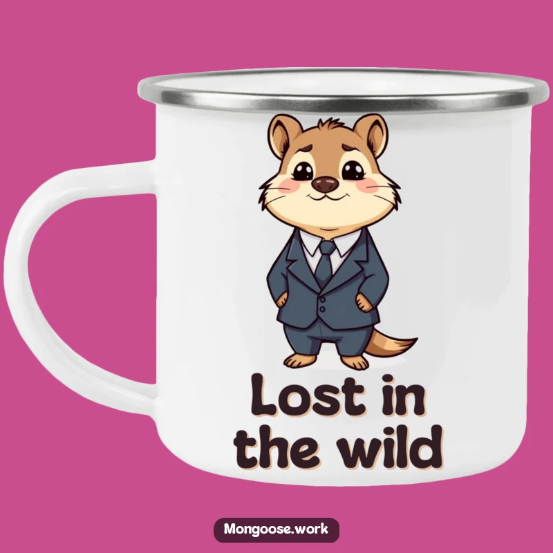 Funny Business Mongoose Camping Mug: Confused Executive Outdoorsy Gift for Campfire Laughs