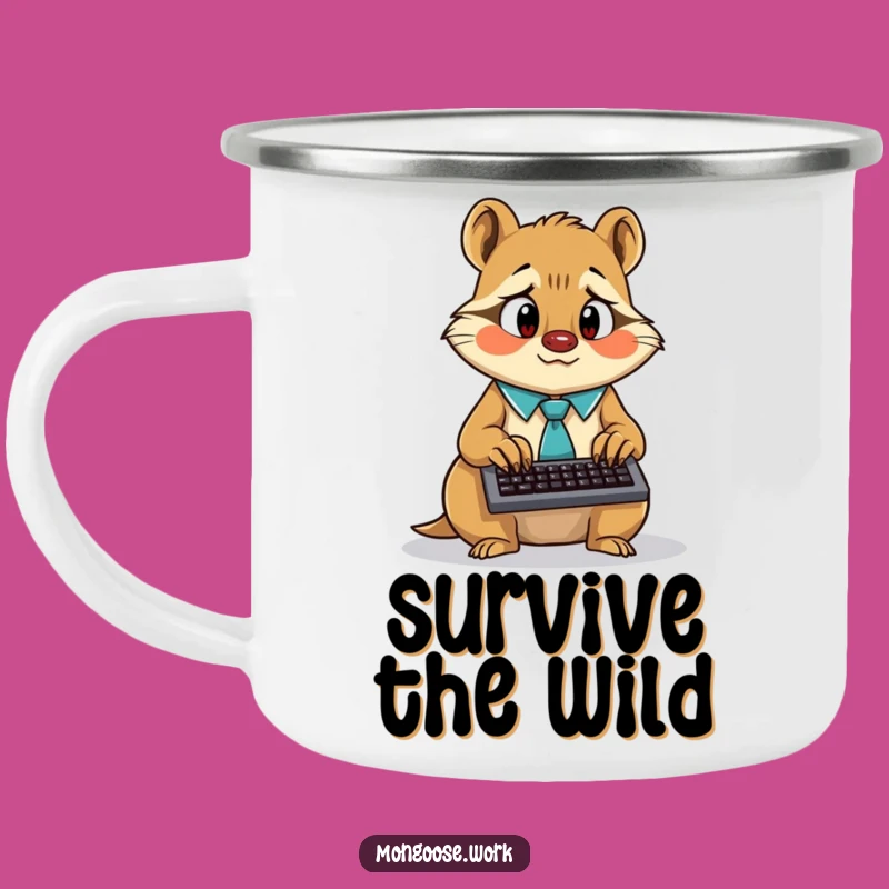 Funny Mongoose Enamel Camping Mug, Frantic Typist, Busy Outdoor Gift