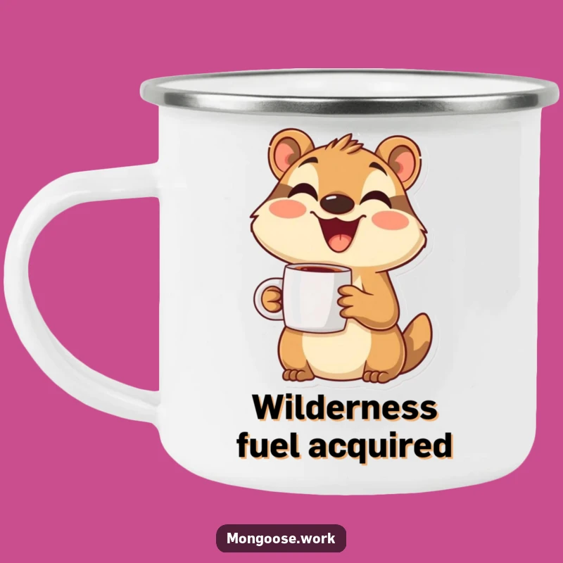 Funny Mongoose Camping Mug: Happy Character, Durable & Hilarious Gift for Outdoor Adventures