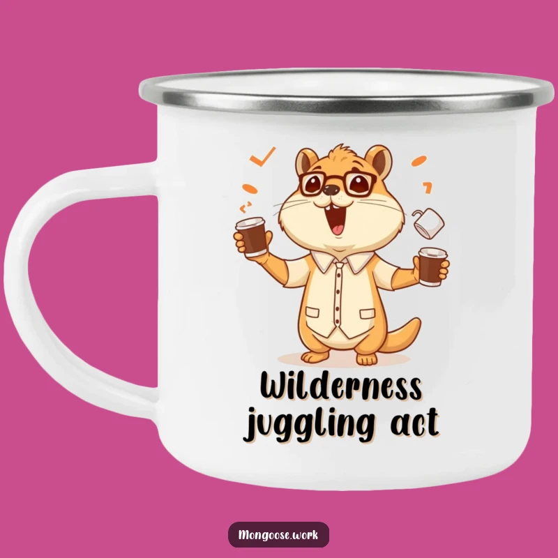 Funny Mongoose Office Worker Camping Mug: Juggling Adventure Fuel