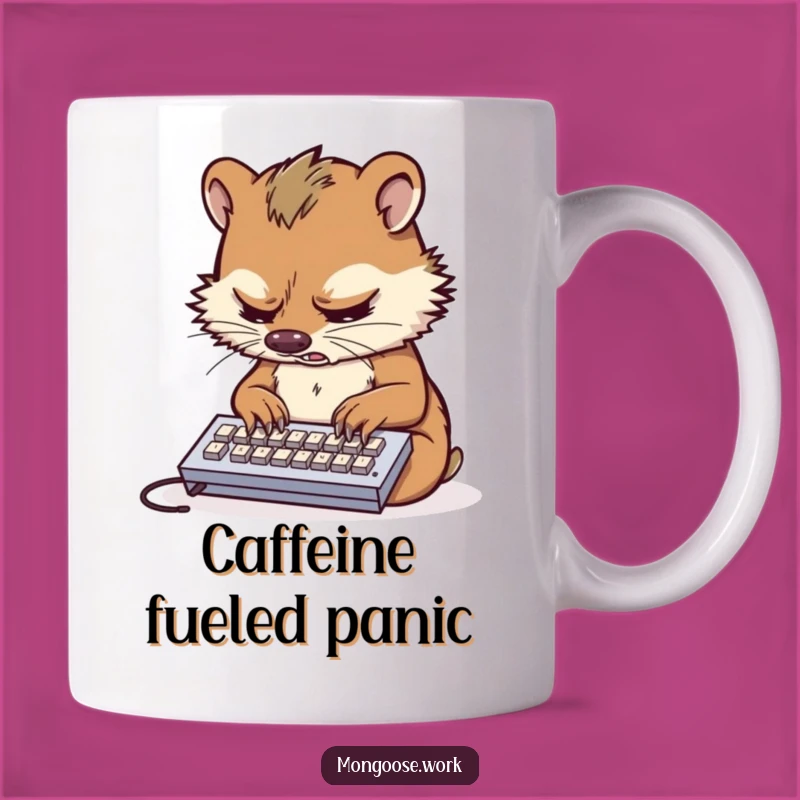 Funny Mongoose Typing Mug: Stressed Worker Gift for Busy Bees
