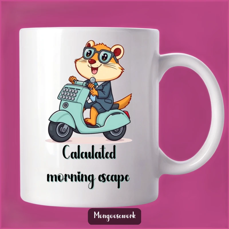 Funny Mongoose Adding Machine Scooter Mug: Office Mischief in Every Sip