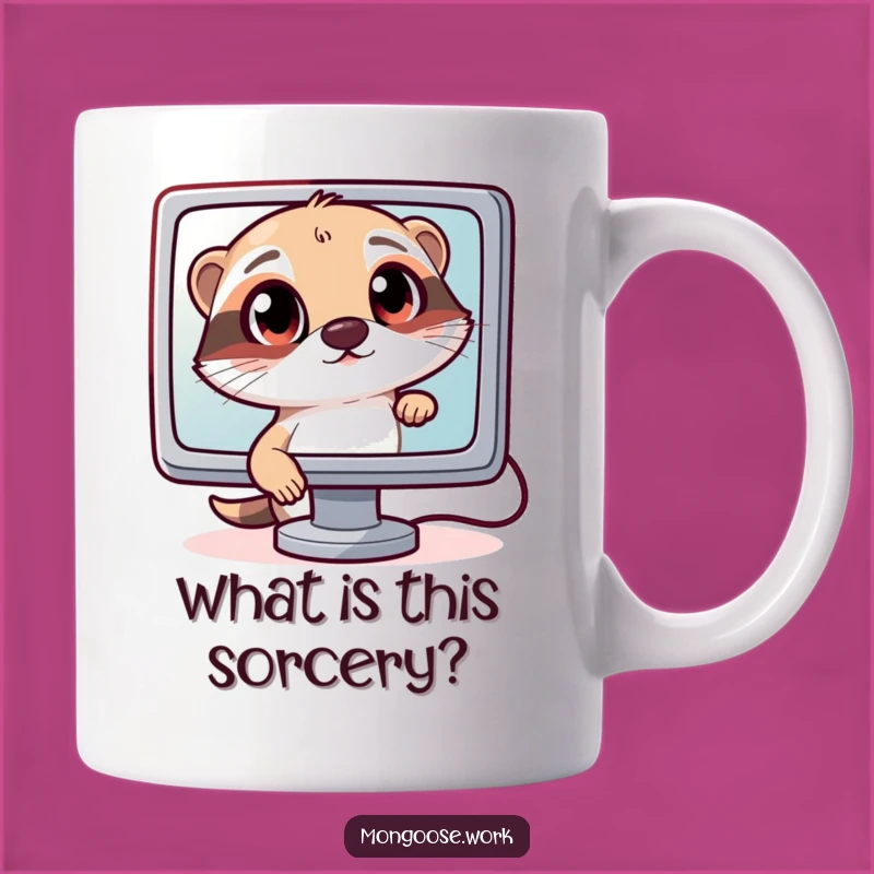 Funny Curious Mongoose Mug: Tech Enthusiast Gift for IT Professionals and Nerdy Humor