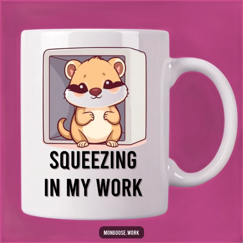 Funny Kawaii Mongoose Cubicle Mug: Relatable Office Struggle Humor Gift