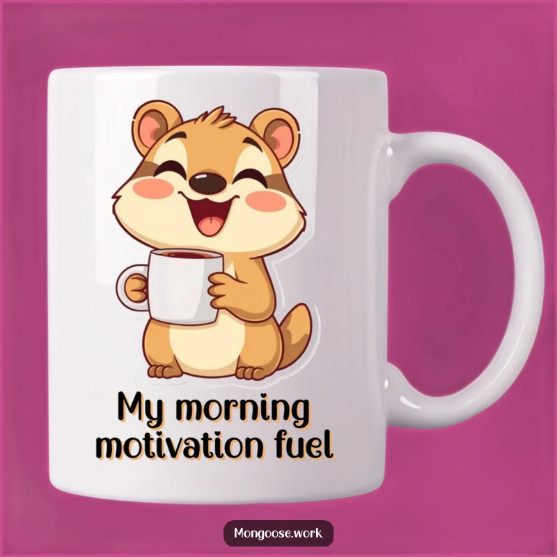 Funny Mongoose Coffee Mug: Happy Character Smiling Widely, Perfect Gift for Coffee Lovers