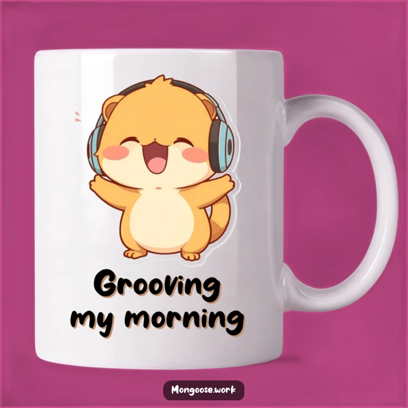 Funny Mongoose Music Mug: Headbanging Character, Perfect Gift for Music Lovers and Mongoose Fans