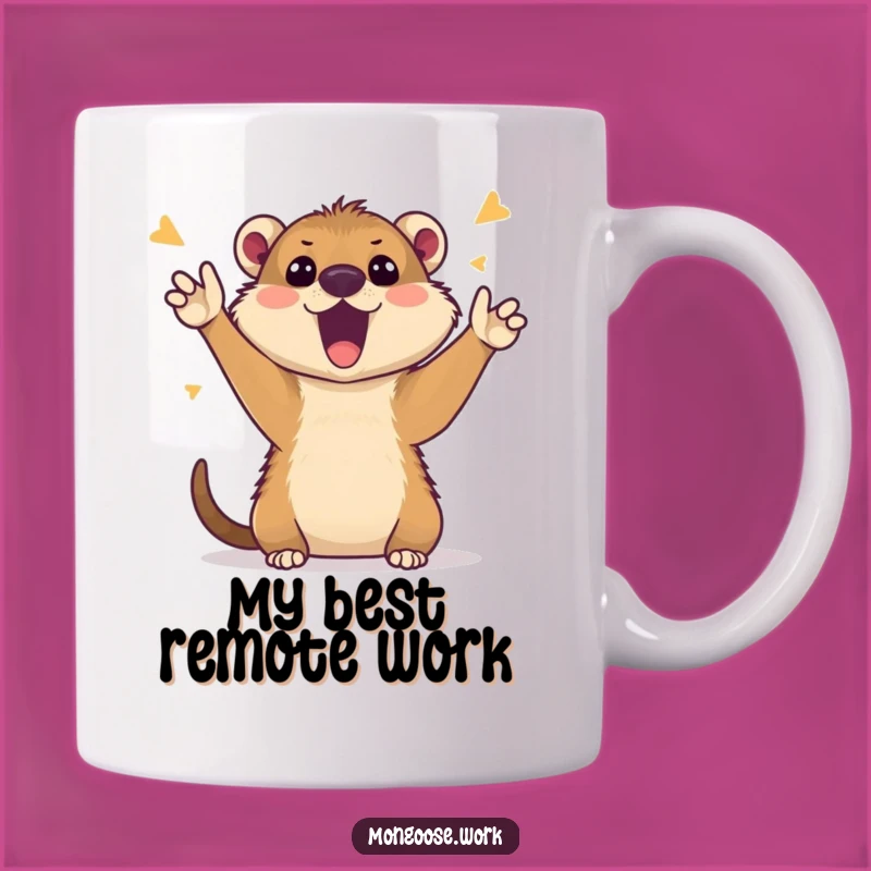 Funny Mongoose Video Call Mug: Enthusiastic Animal Cheering Funny Gift Idea
