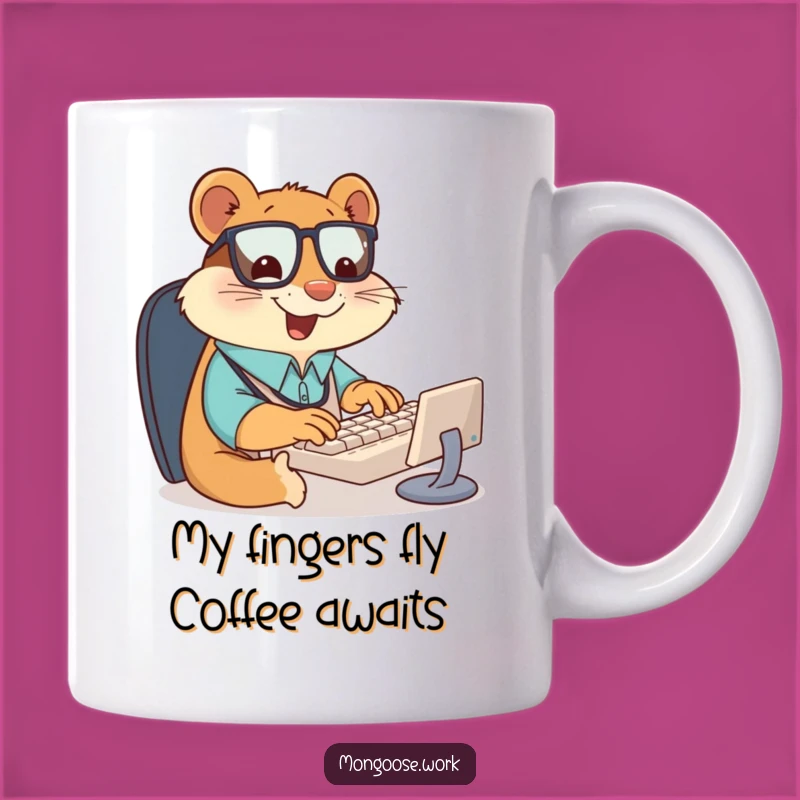 Funny Mongoose Office Worker Typing: A Hilarious Keyboard Champ Mug Gift