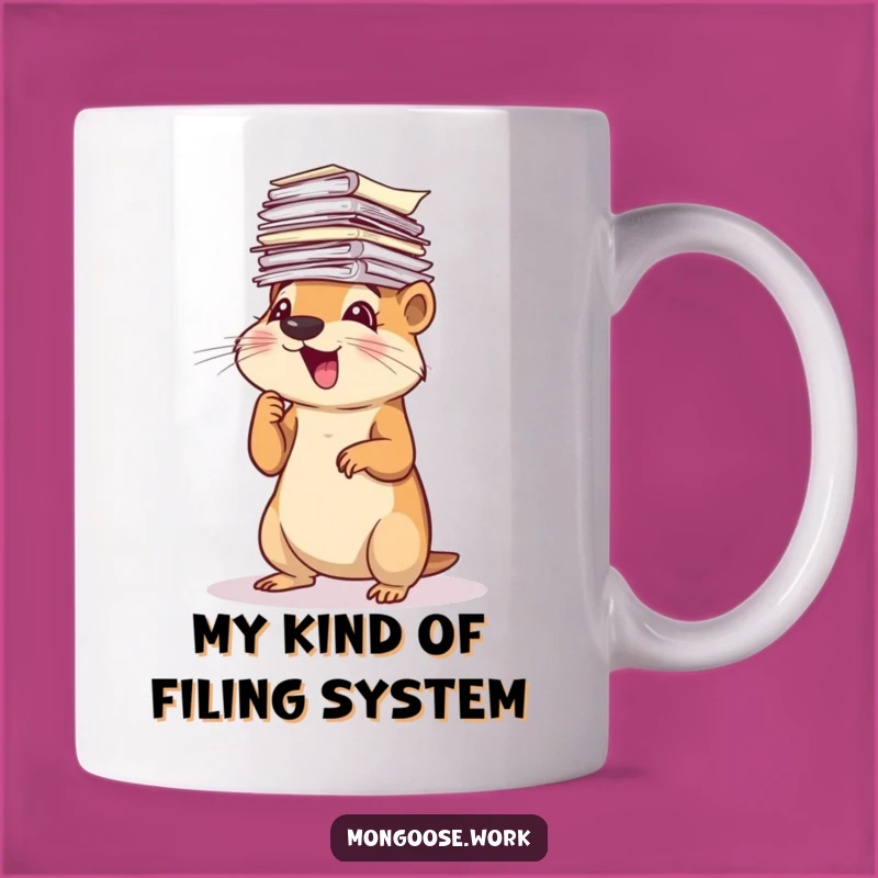 Funny Mongoose Paperwork Chaos Mug: Hilarious Office Gift for Busy Bees