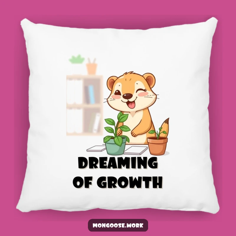 Cute Mongoose Plant Pillow: Cozy Comfort with Desk Charm and Wit, Sweet Funny Gift
