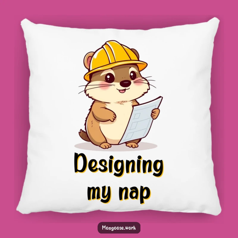 Funny Mongoose Blueprint Pillow - Cozy & Hilarious Gift for Strategists