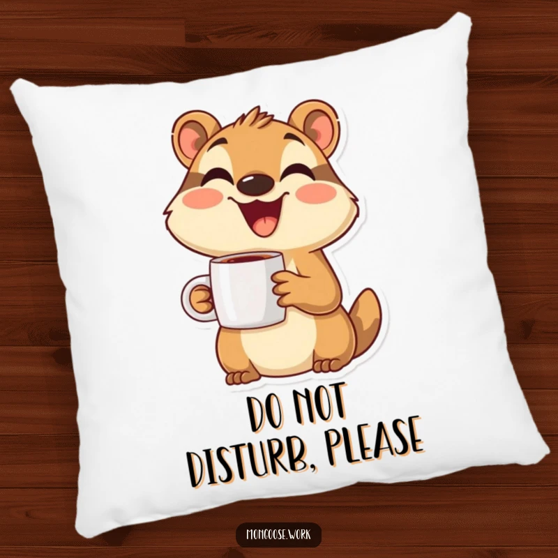 Funny Mongoose Pillow: A super soft pillow featuring a happy mongoose character with a wide, cheerful smile.