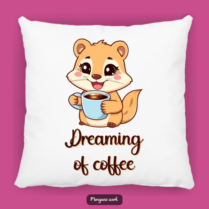 Funny Determined Mongoose Coffee Pillow - Cozy & Hilarious Accent