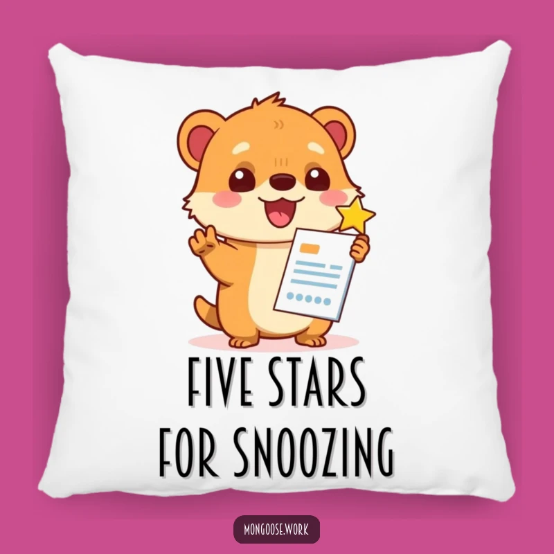 Soft Funny Kawaii Mongoose Star Rating Pillow: Cozy Comfort for Top Performers