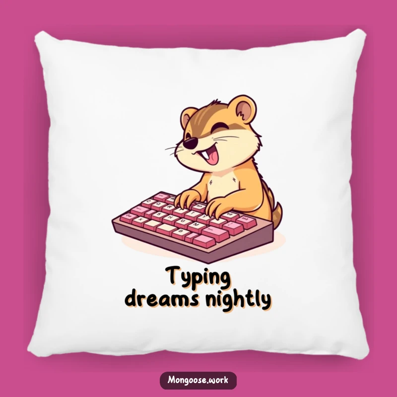 Funny Cozy Mongoose Pillow: Excited Typing, Perfect Funny Gift Decor