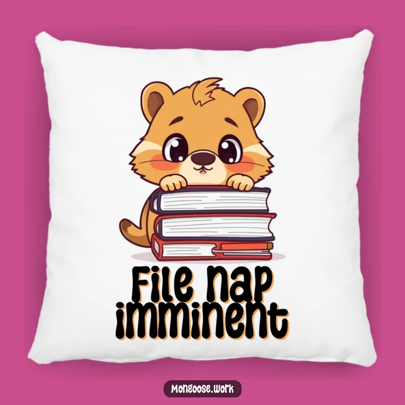 Funny Cozy Mongoose Pillow: Surprised by Files, Perfect Funny Gift Decor