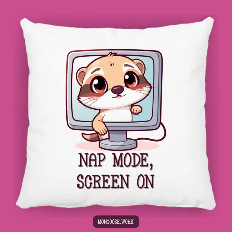 Funny Curious Mongoose Pillow: Cozy Tech Decor for Ultimate Comfort and Whimsy