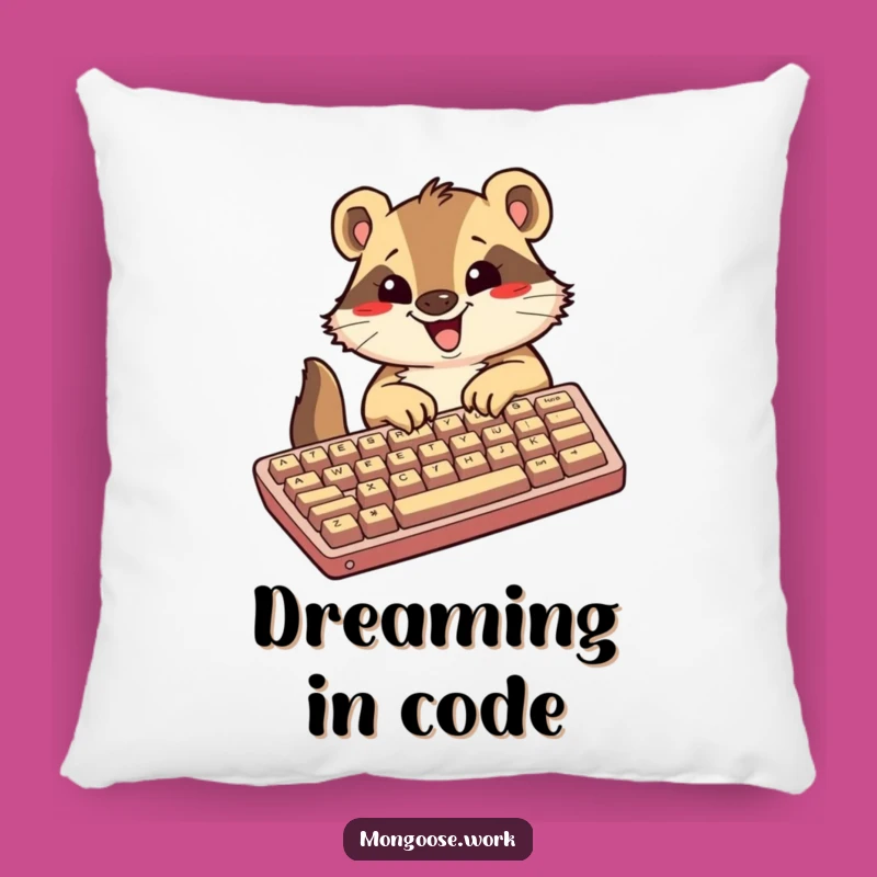 Funny Kawaii Mongoose Pillow, Excited Typist Cushion, Comfy & Energetic Gift