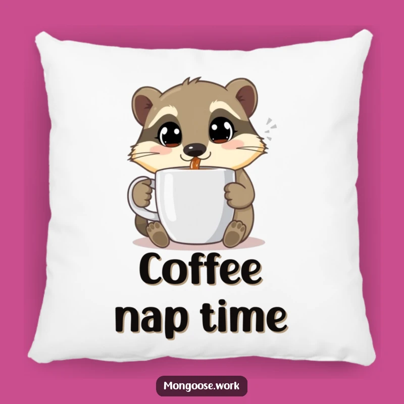 Funny Mongoose Coffee Pillow - Cozy Comfort & Morning Smiles, Great Funny Gift