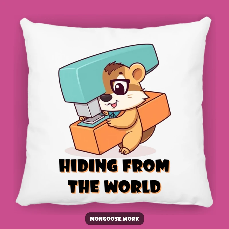 Funny Mongoose Office Worker Pillow: Cozy Hideaway Cushion