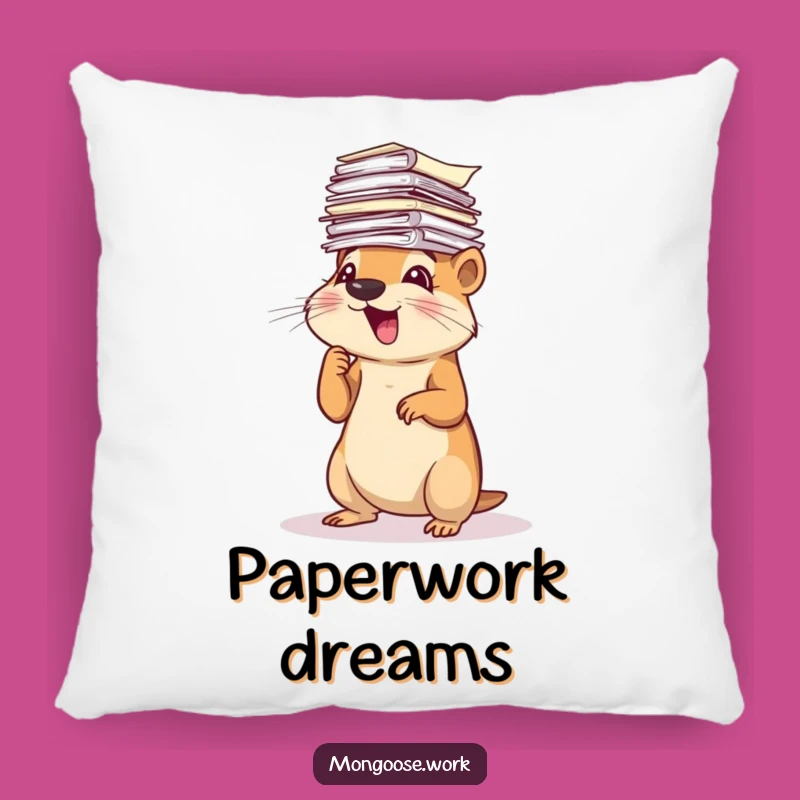 Funny Mongoose Paperwork Pillow: Cozy and Hilarious Comfort Gift