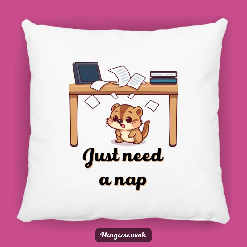 Funny Startled Mongoose Pillow: Cozy Desk Ducking Accent Pillow, Perfect Funny Gift