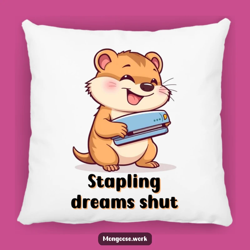 Funny Office Cheer Pillow: Mongoose Stapler Cushion for Desk Comfort