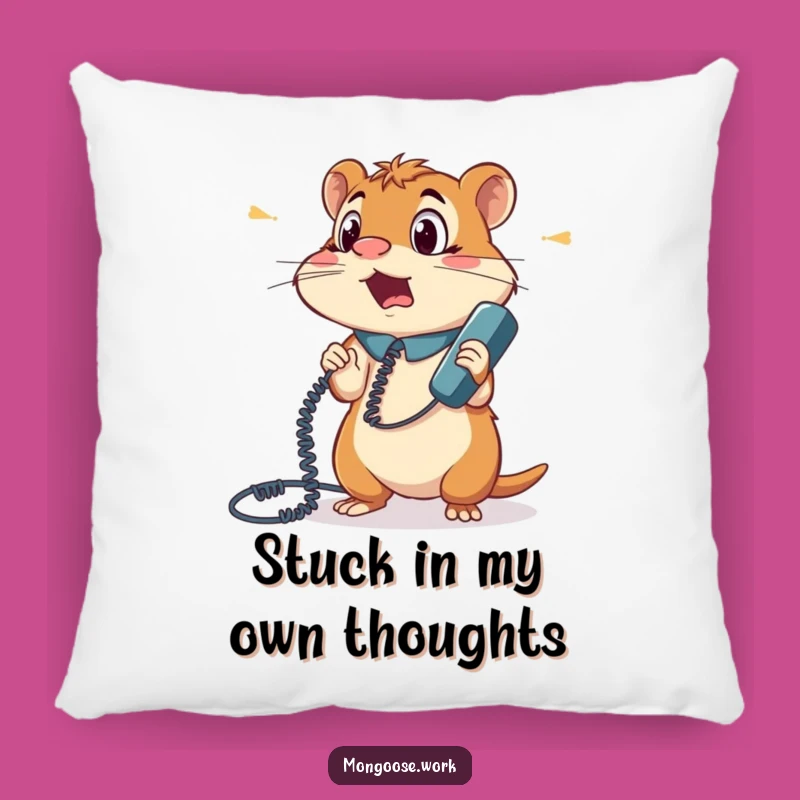 Funny Mongoose Phone Cord Tangle Pillow: Cozy & Bewildered Comfort