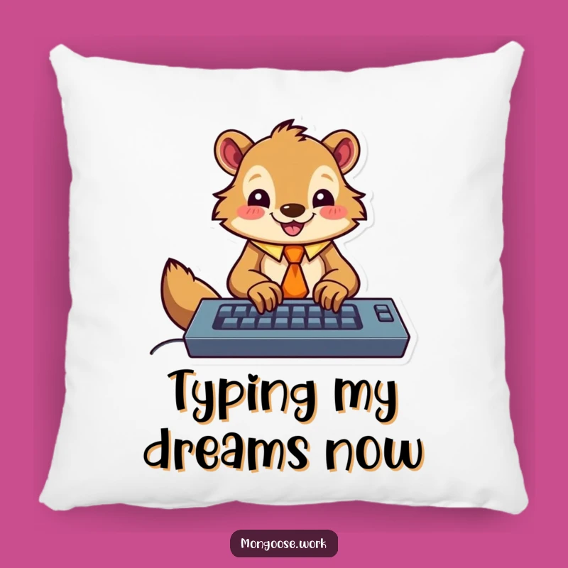 Funny Mongoose Typing Pillow - Cozy & Hilarious Office Accent