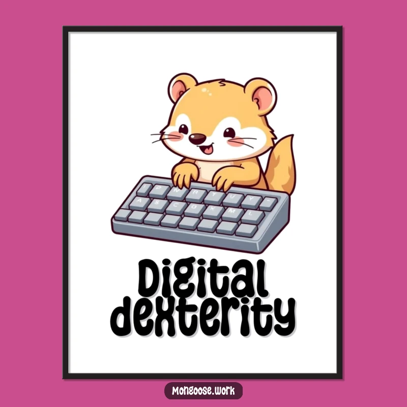 Funny Mongoose Keyboard Digital Art: Techie Print, Instant Cute Decor