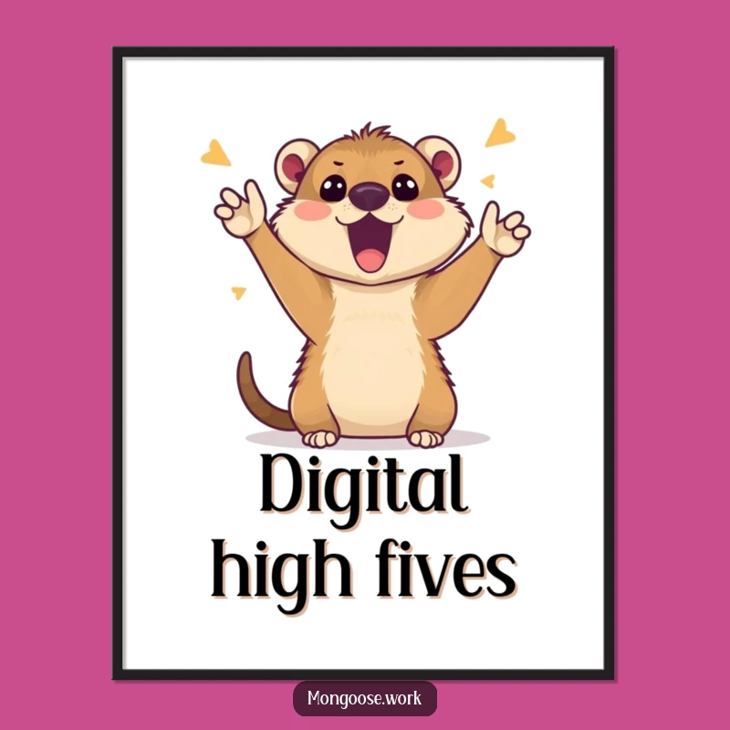 Funny Mongoose Video Call Digital Art: Cheerful Wall Decor - Funny Gift