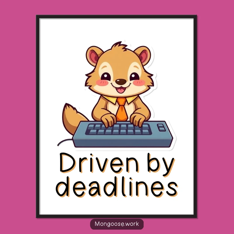 Funny Mongoose Typing Digital Art - Instant Hilarious Office Decor