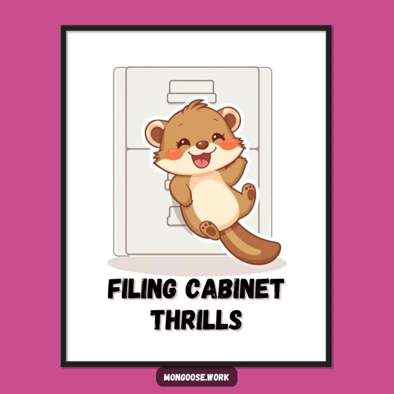 Funny Mongoose Filing Cabinet Slide Digital Art - Instant Office Humor Download Gift