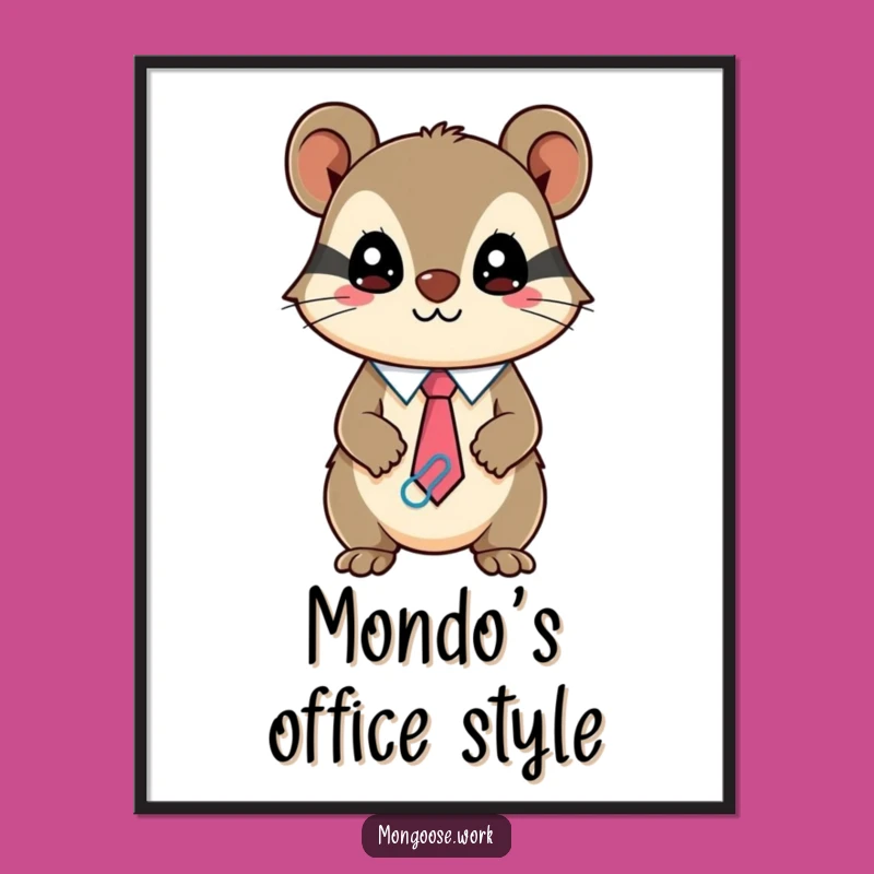 Funny Kawaii Mongoose Digital Print, Mischievous Paperclip Art, Instant Gift