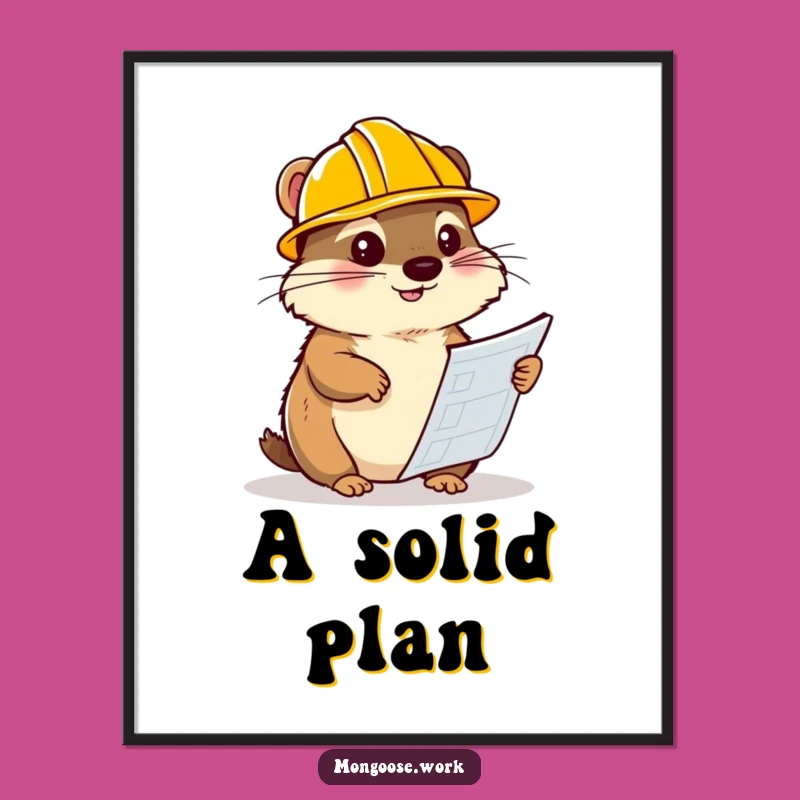 Funny Mongoose Blueprint Digital Art Print - Clever & Hilarious Decor