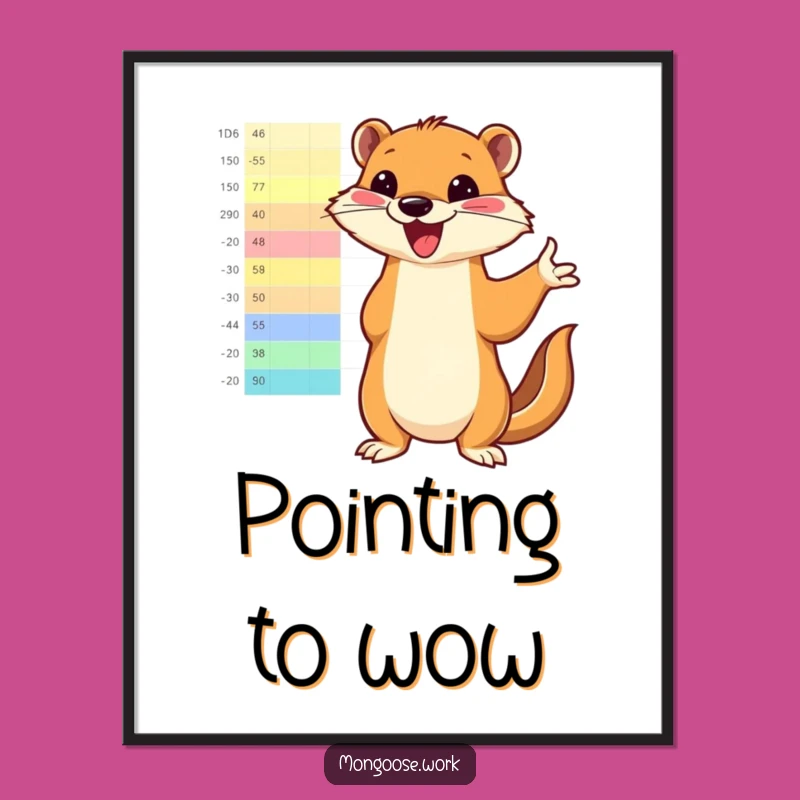 Funny Mongoose Digital Art - Enthusiastic Printable for a Hilarious Office Space