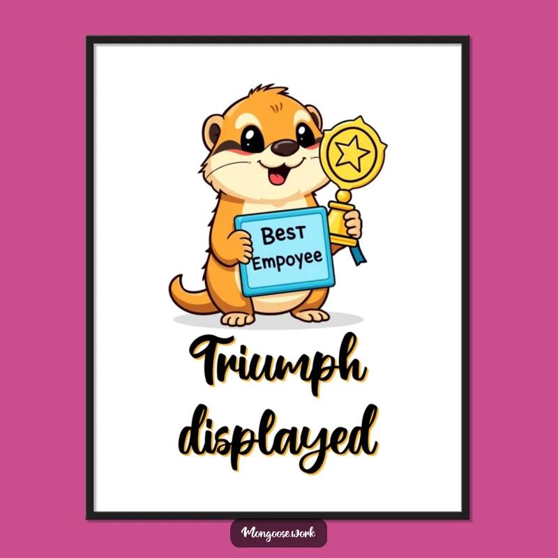 Funny Mongoose Employee Award Digital Art - Motivational Wall Decor Gift
