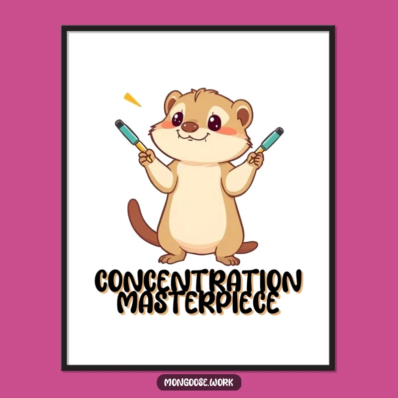 Funny Mongoose Juggling Pens Digital Art - Hilarious Wall Decor Gift