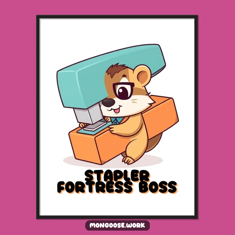 Funny Mongoose Office Worker Digital Art: Playful Hideout Decor