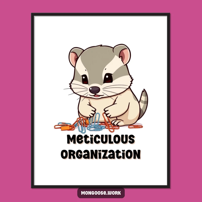 Funny Mongoose Paperclip Organizer Digital Art - Instant Office Focus Download Gift
