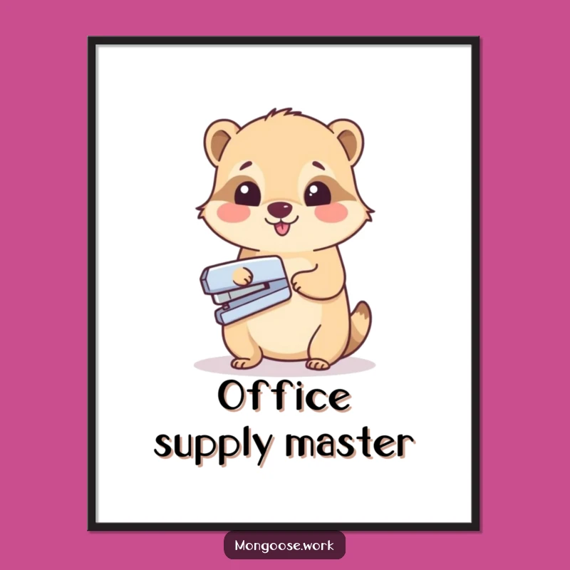 Funny Mongoose Stapler Digital Art - Instant Download for Office Decor